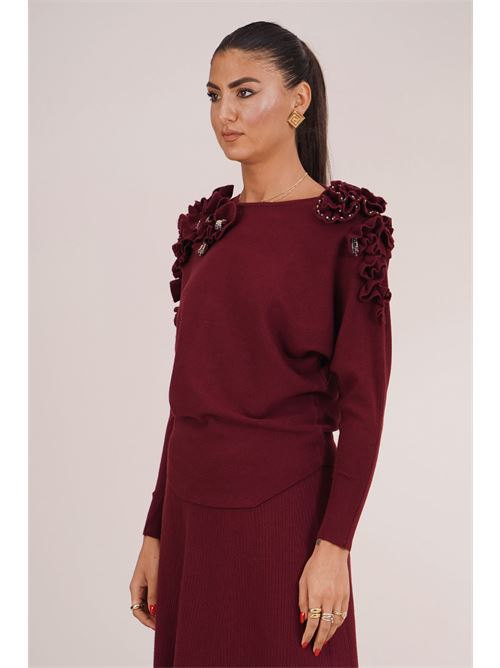 Maglia in viscosa elastica GM by Gai Mattiolo | GM4315BURGUNDY/GRIGIO